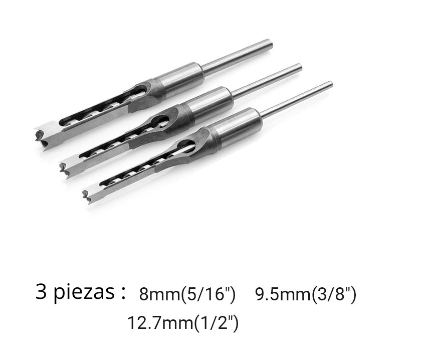 Soporte Adaptador con Brocas para Agujeros Cuadrados
