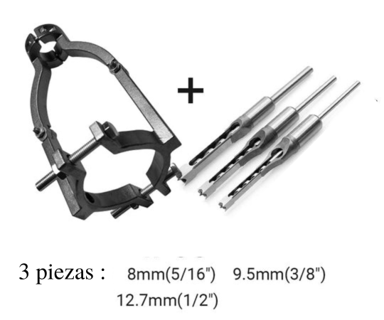Soporte Adaptador con Brocas para Agujeros Cuadrados