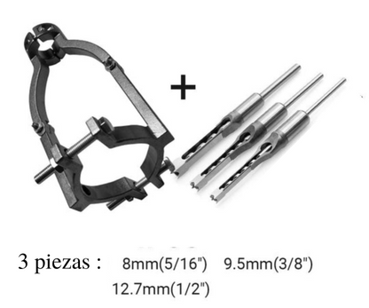 Soporte Adaptador con Brocas para Agujeros Cuadrados